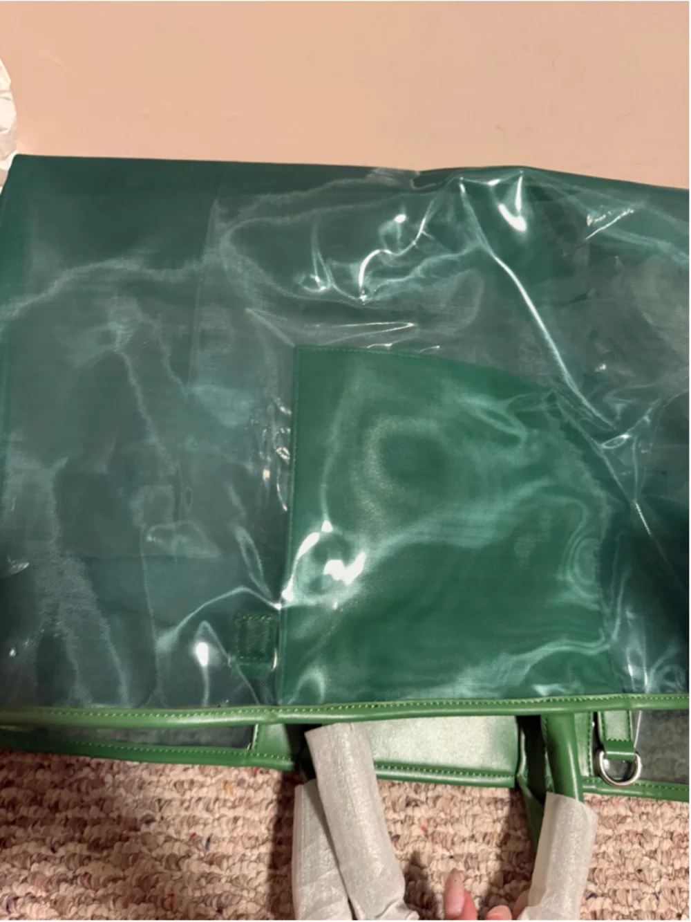 NEW Brandon Blackwood Green Market Mesh PVC Tote Jumbo Duffle Crossbody